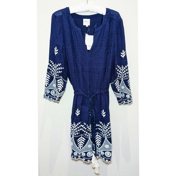 Misa Los Angeles Navy and White Mini Dress - Picture 3 of 14